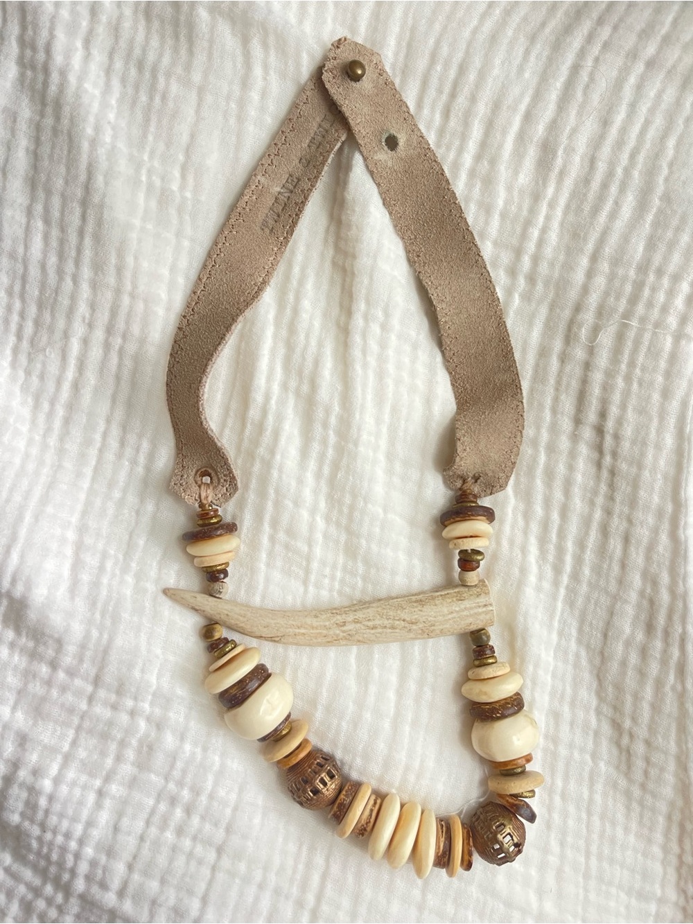 Twine & Twig Cream and Brown Antler Accent Necklace